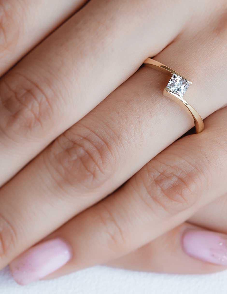 Solitario "de" oro 14 k abba joyas sin familia zirconia