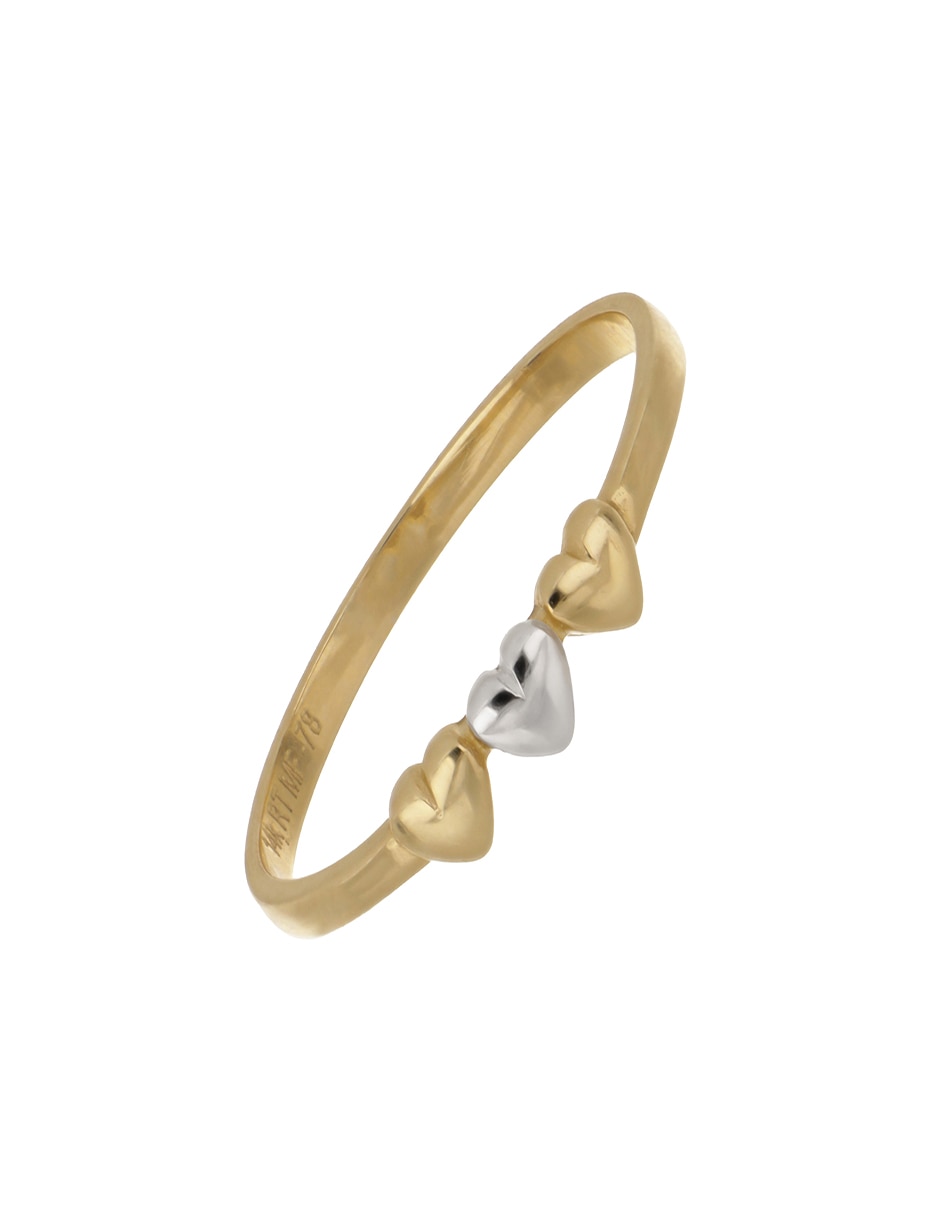 Anillo de corazón 14 k de oro amarillo brillante