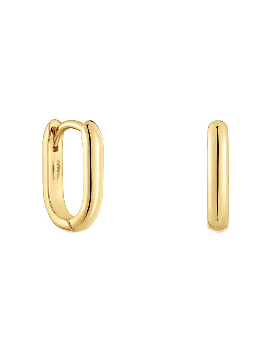 Aretes ovalados Basic de plata P 925 con acabado baño de oro 2