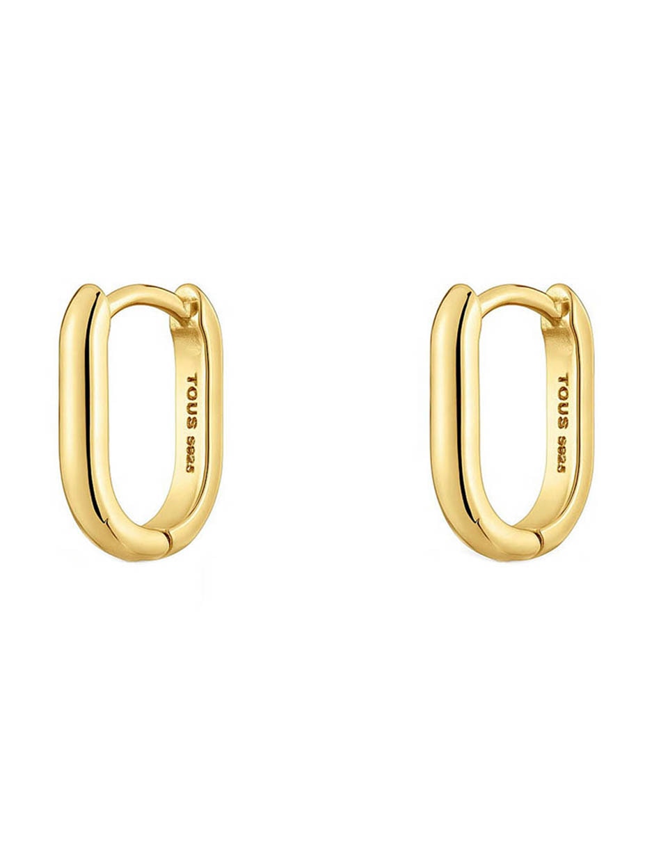 Aretes ovalados Basic de plata P 925 con acabado baño de oro 3