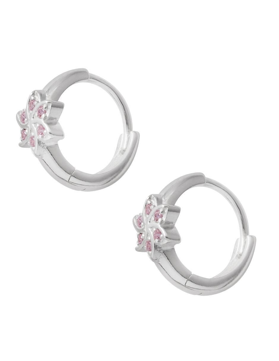 Aretes de flor de plata P 925 con acabado brillante zirconia 2