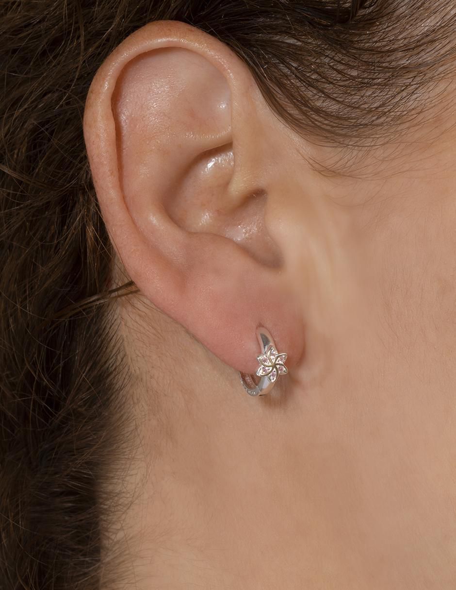 Aretes de flor de plata P 925 con acabado brillante zirconia 4
