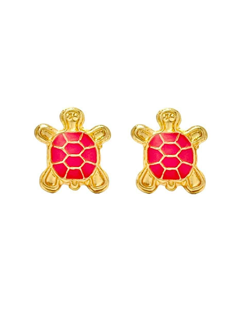Broqueles de tortuga de oro 10 K con acabado texturizado Broqueles de tortuga de oro 10 K con acabado texturizado