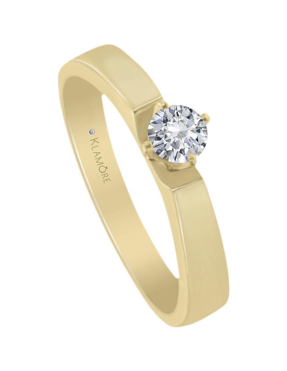 Solitario "de" oro 14 k klamore diamante
