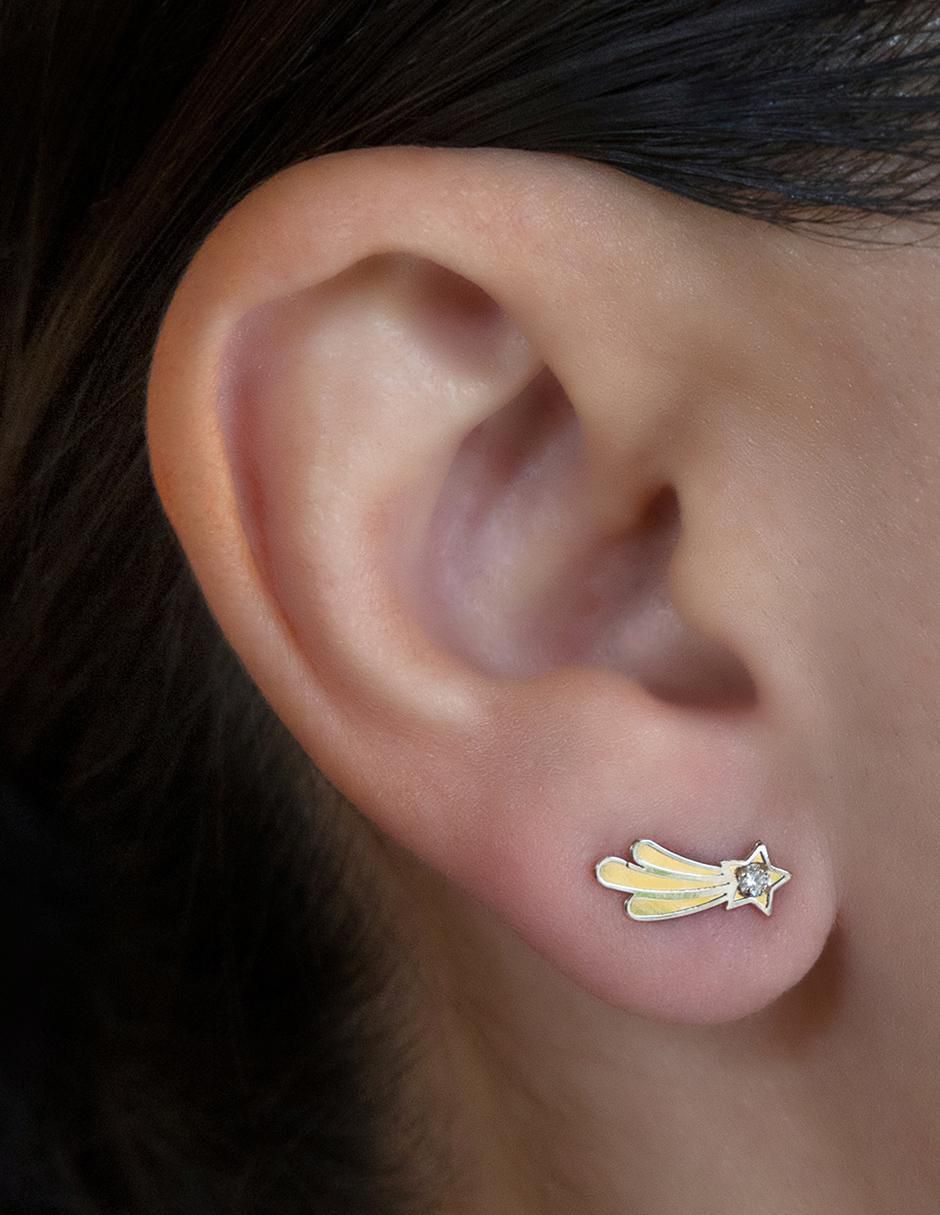 Broqueles circulares Exclusiva de oro amarillo con acabado espejo zirconia 4