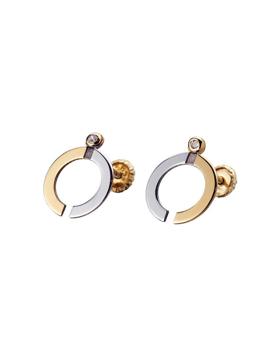 Broqueles de logo Exclusiva de oro amarillo con acabado espejo zirconia 2