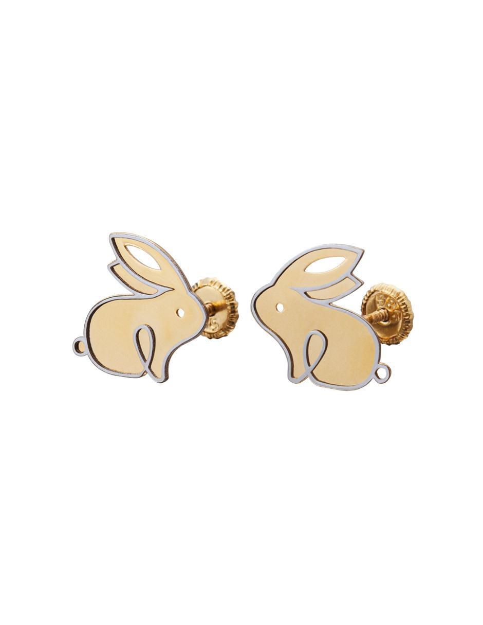 Broqueles de conejo Exclusiva de oro amarillo con acabado espejo 2