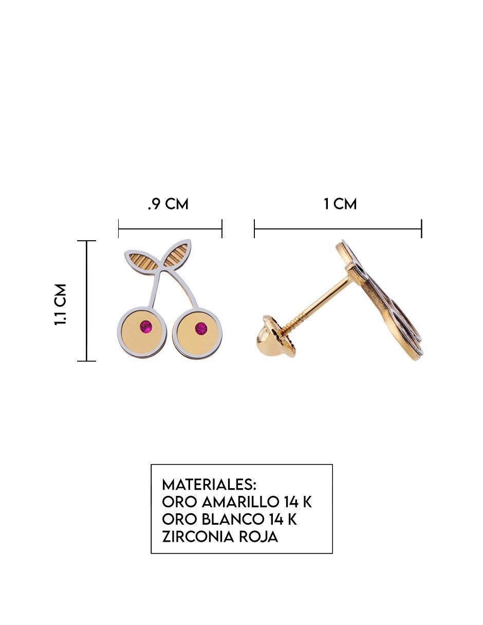 Broqueles de cereza Exclusiva de oro amarillo con acabado espejo zirconia 5