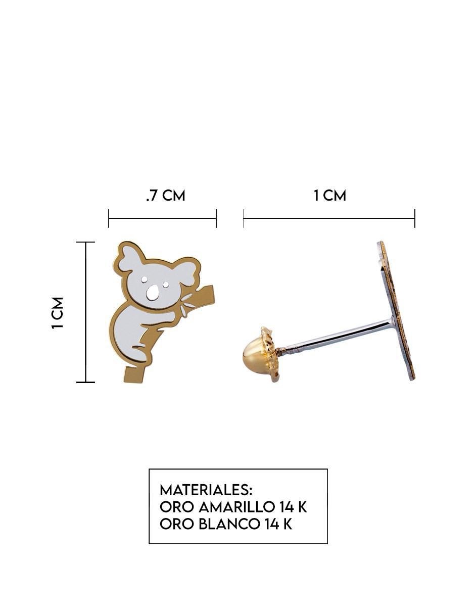 Broqueles de koala Exclusiva de oro amarillo con acabado espejo 5