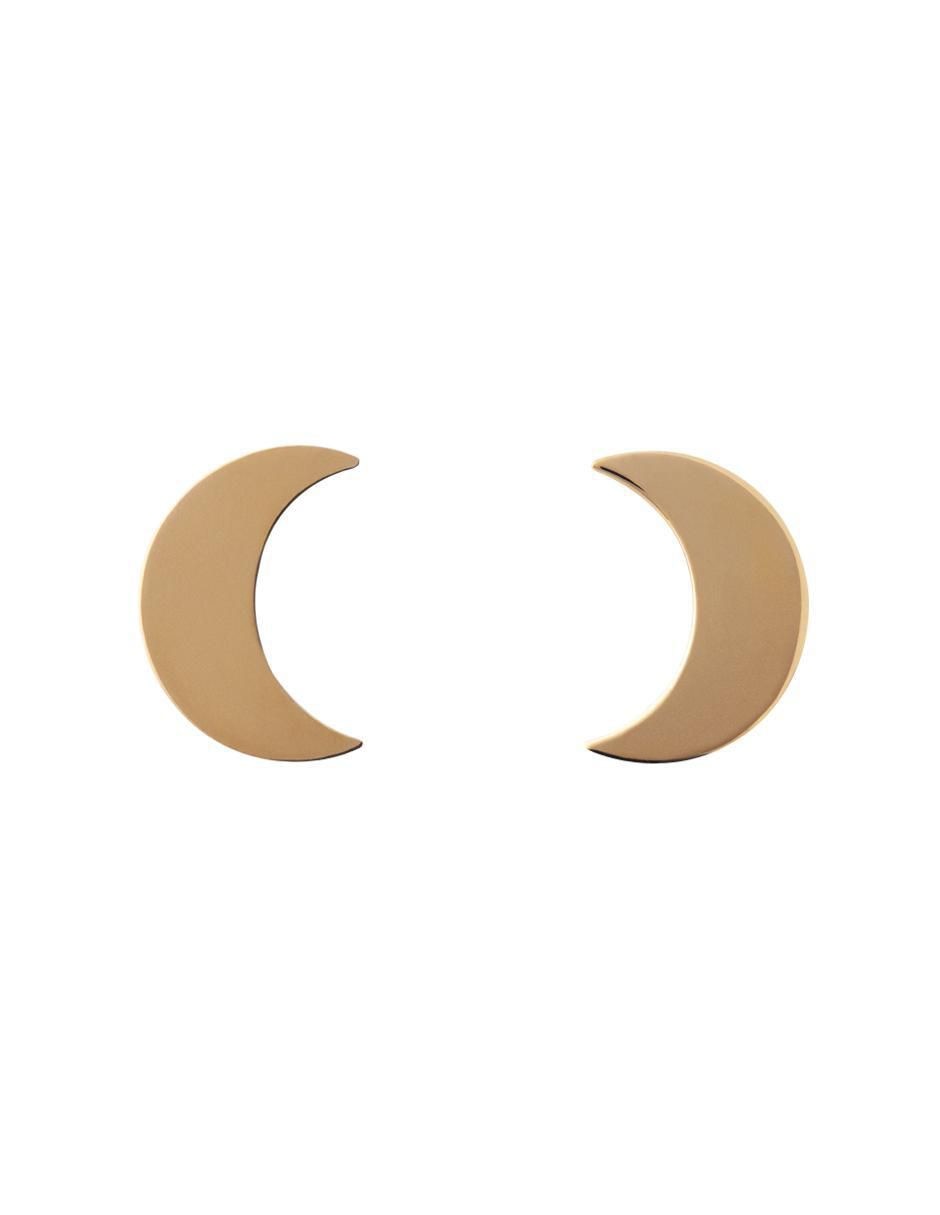Broqueles de luna Exclusiva de oro amarillo con acabado espejo zirconia Broqueles de luna Exclusiva de oro amarillo con acabado espejo zirconia
