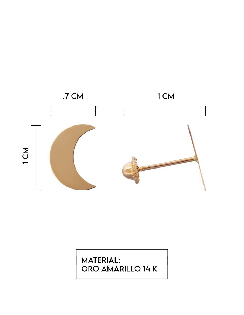Broqueles de luna Exclusiva de oro amarillo con acabado espejo zirconia 5