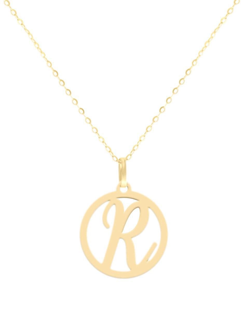 Colgante Y Dije redondo kissita de oro amarillo 14 K