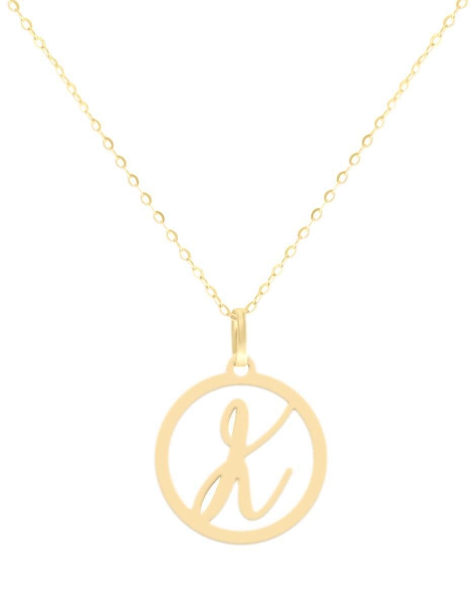 Colgante Y Dije redondo kissita de oro amarillo 14 K