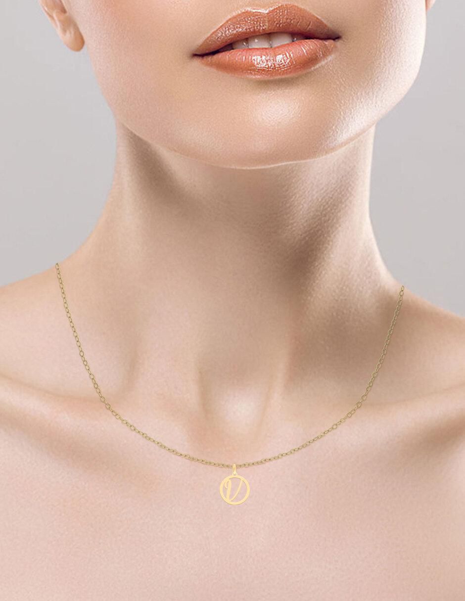 Colgante Y Dije redondo kissita de oro amarillo 14 K