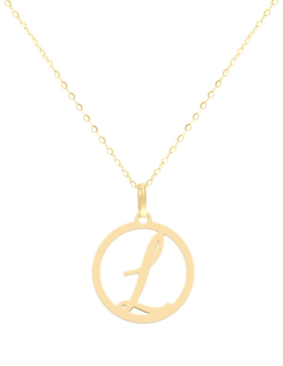 Colgante Y Dije redondo kissita de oro amarillo 14 K