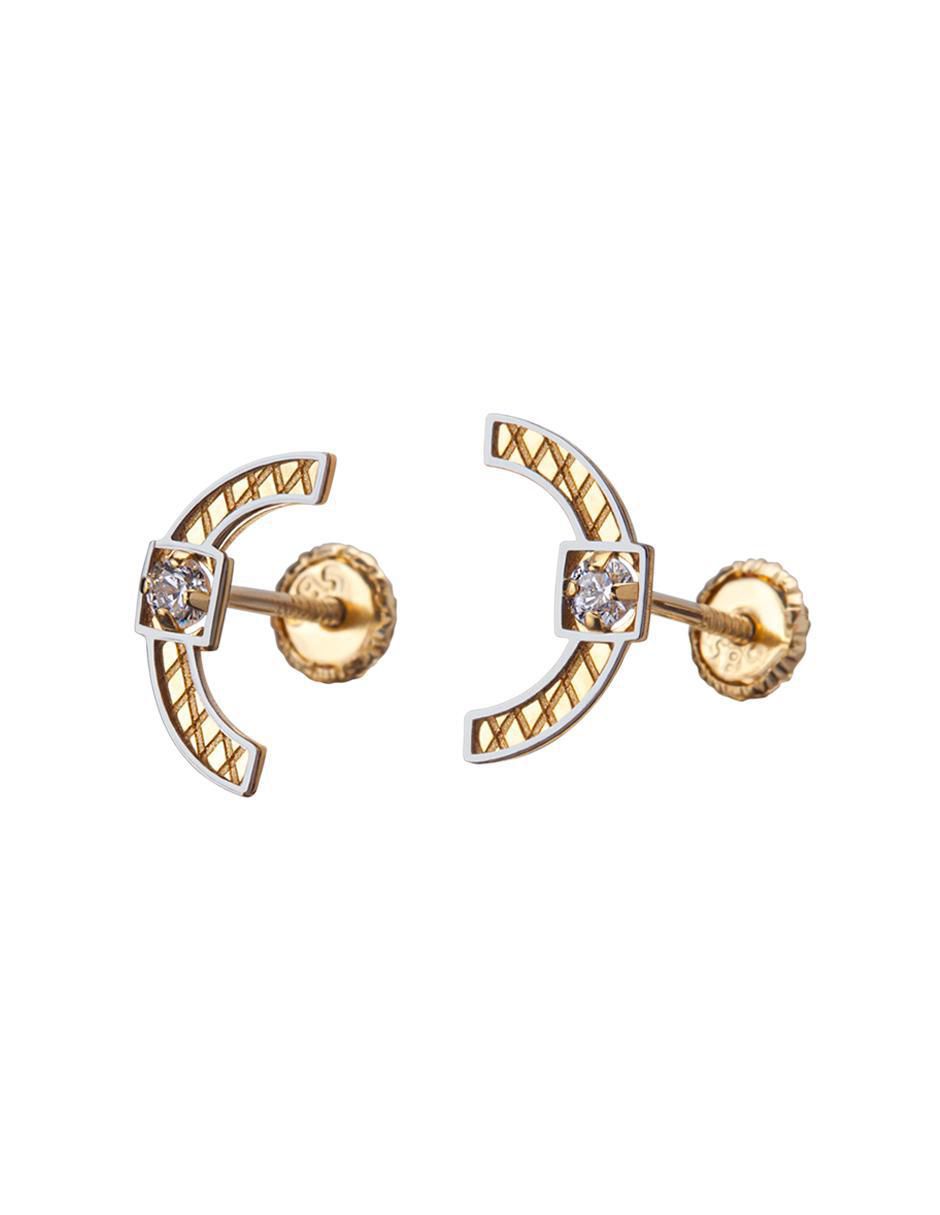 Broqueles circulares Exclusiva de oro amarillo con acabado espejo zirconia 2