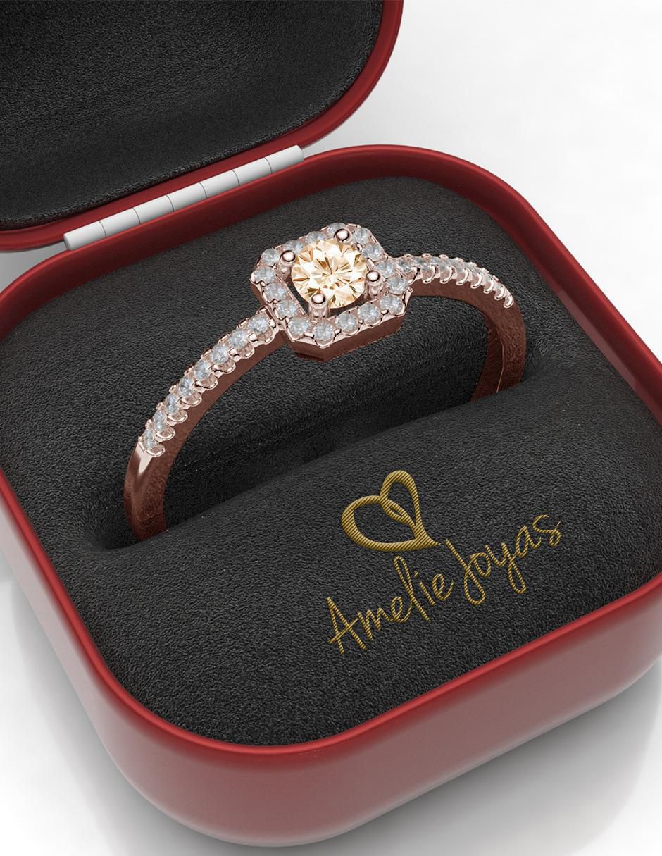 Anillo de compromiso de oro 14 k diamante 4