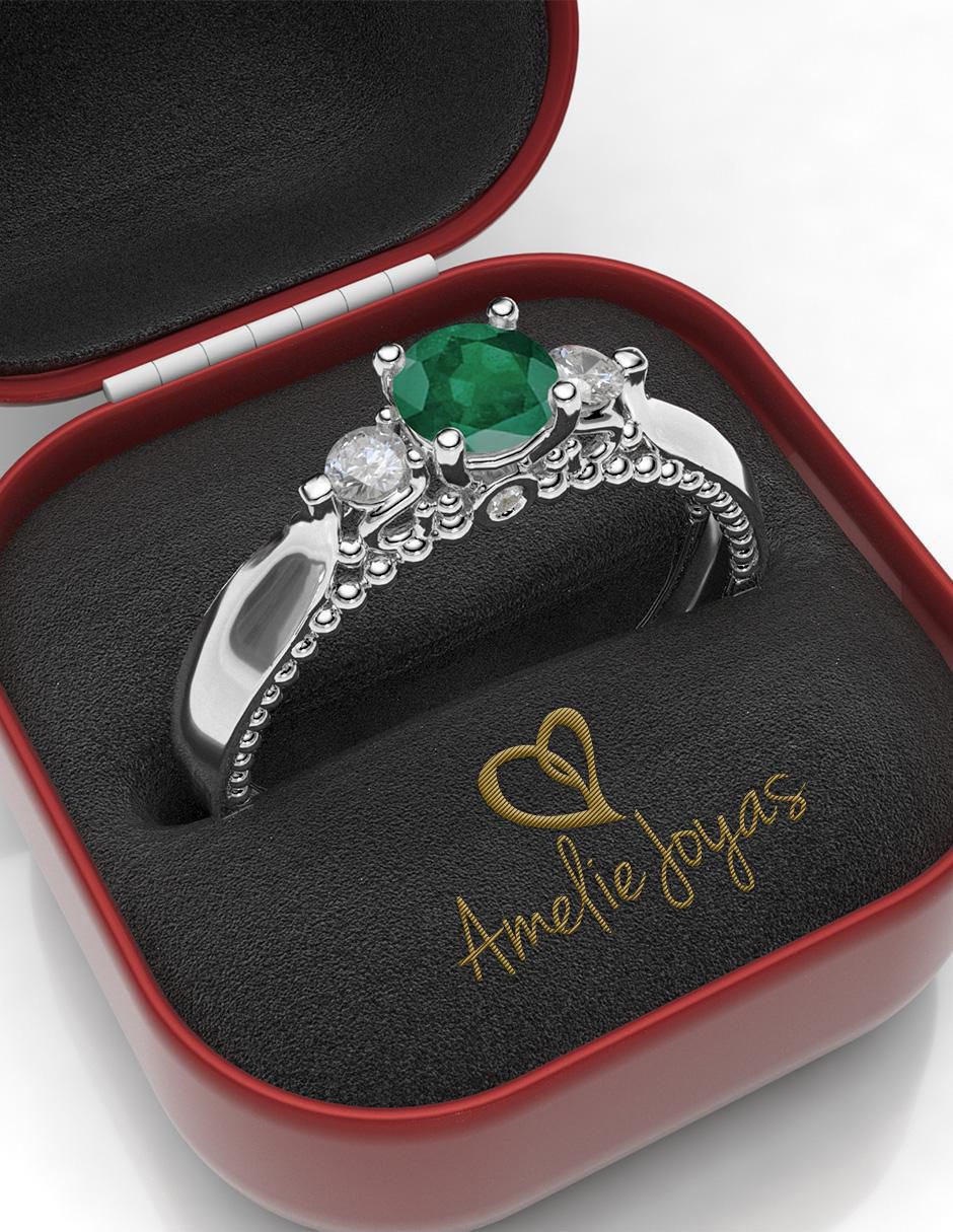 Anillo de compromiso de oro 14 k esmeralda 4