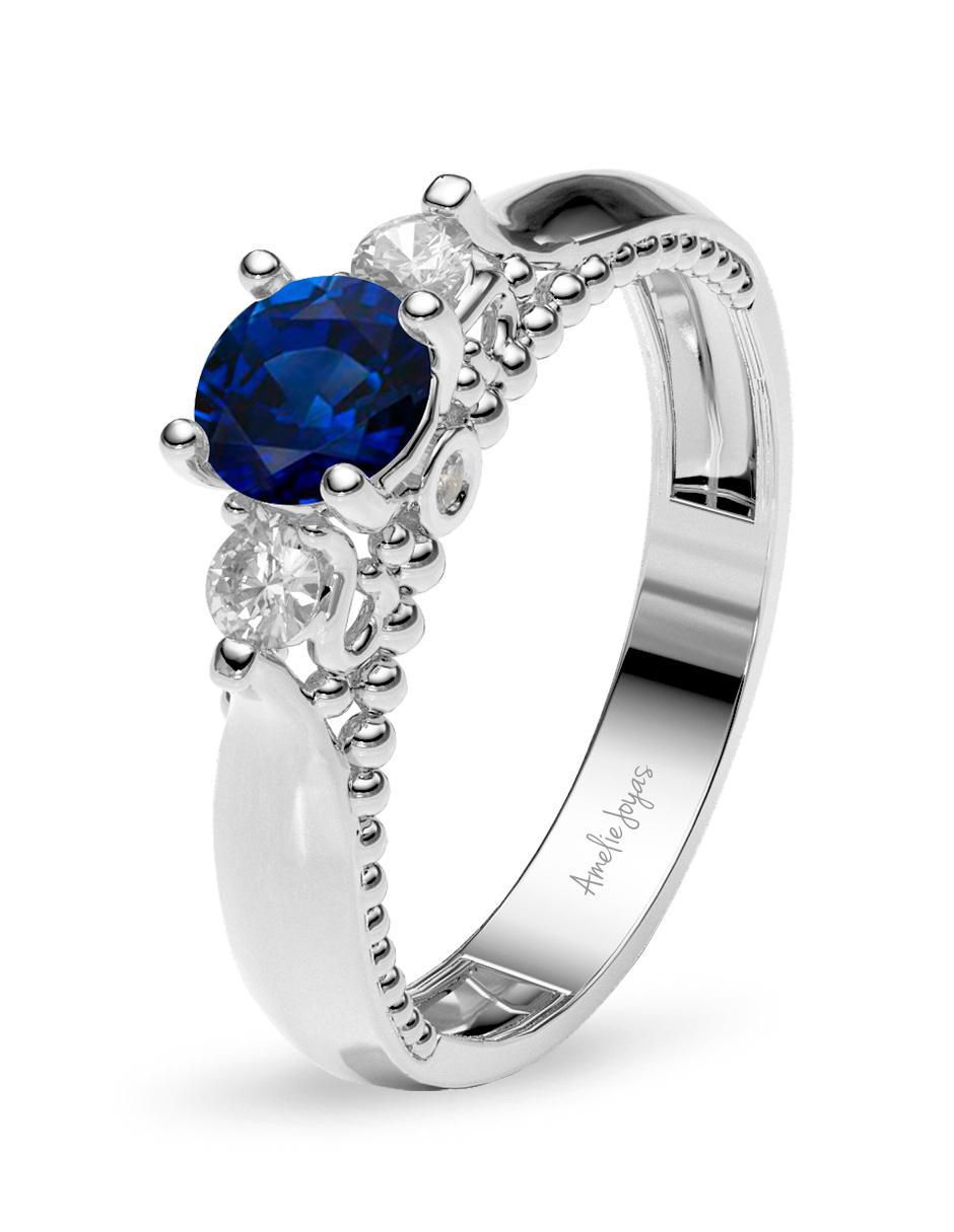 Anillo de compromiso de oro 14 k zafiro 2