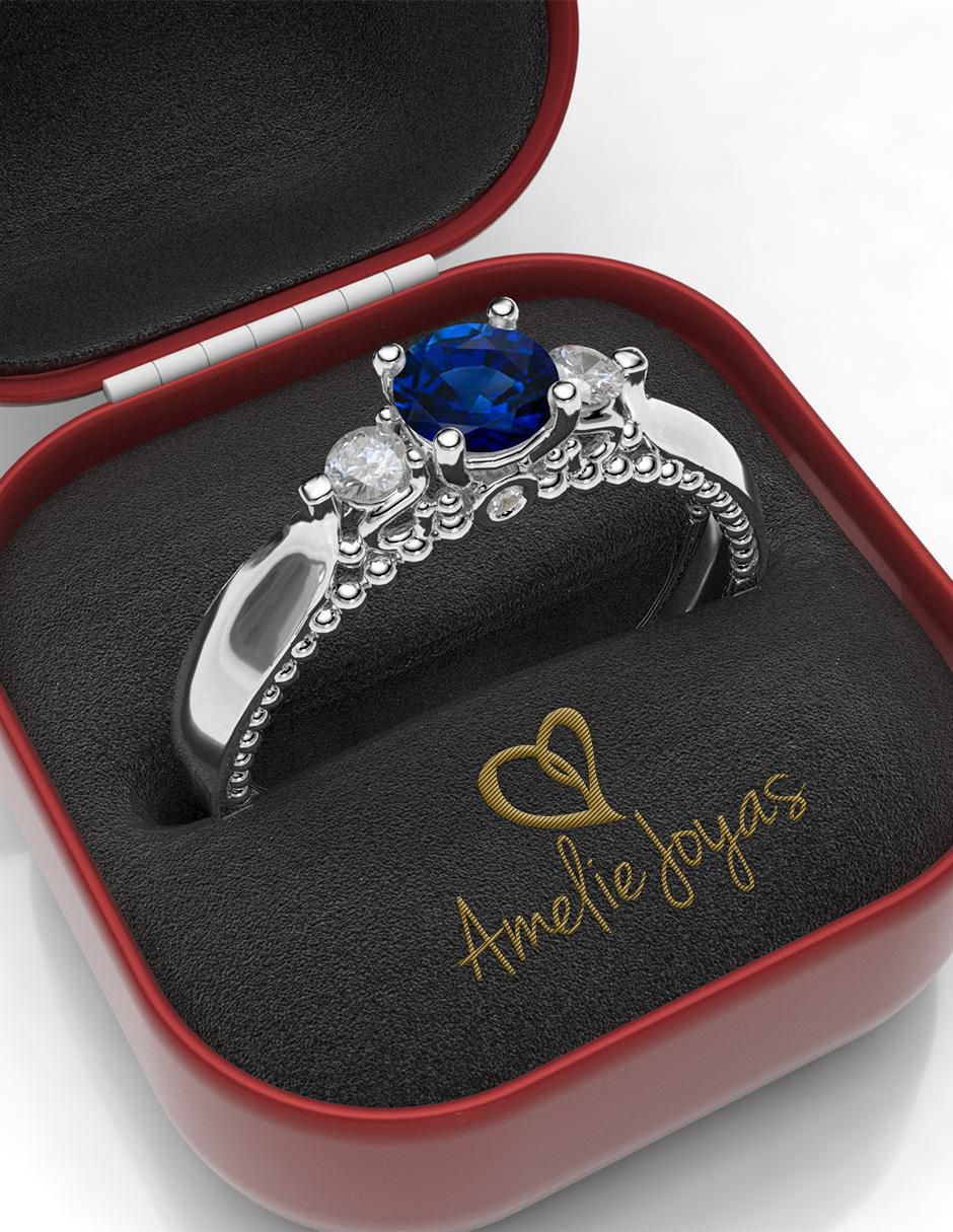 Anillo de compromiso de oro 14 k zafiro 4