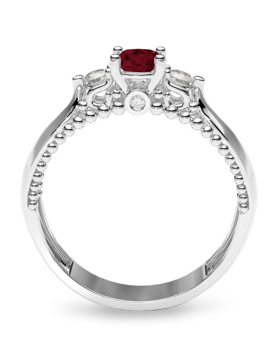 Anillo de compromiso de oro 14 k rubí 3