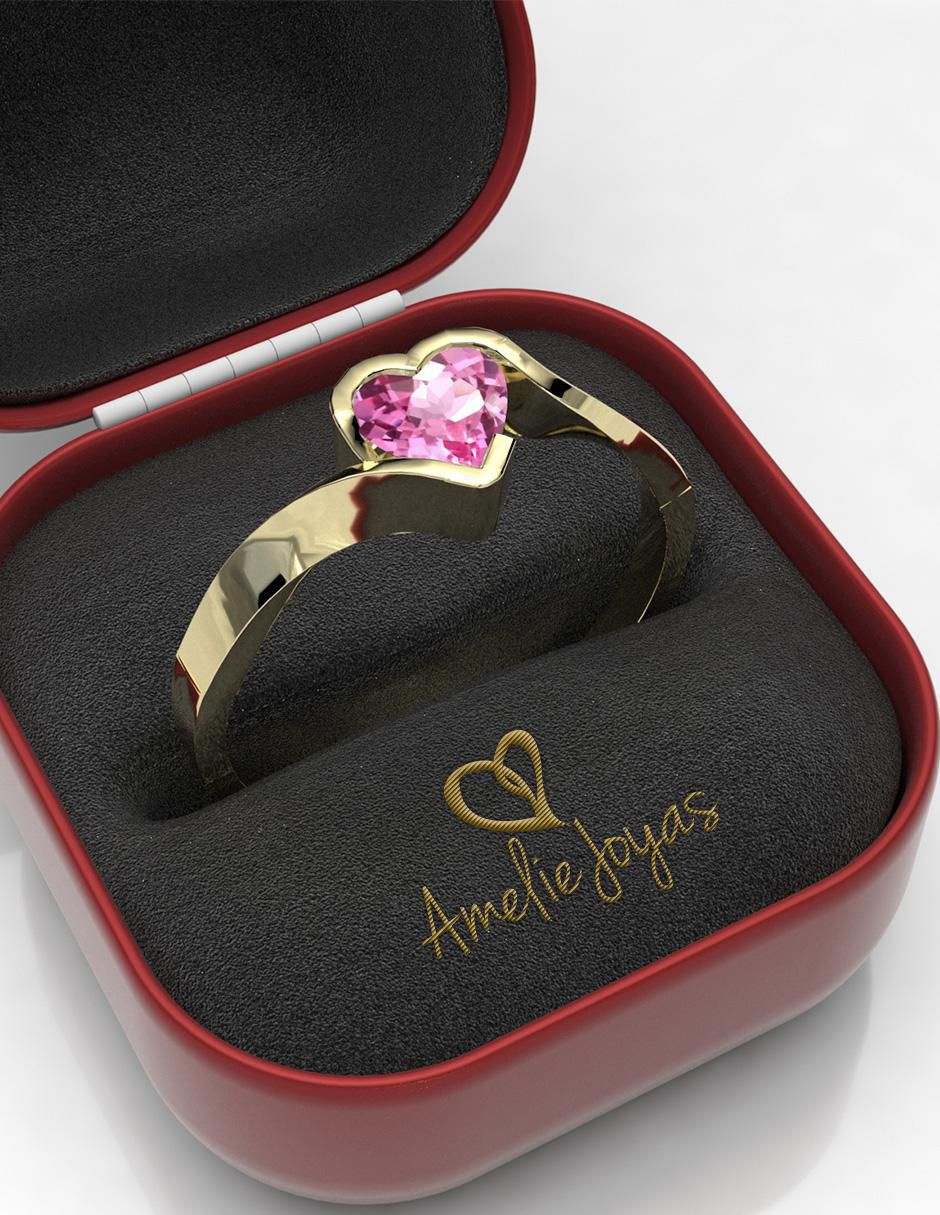 Anillo de compromiso "de" oro 14 k amelie joyas zafiro