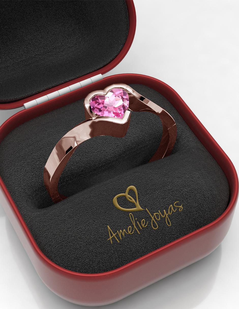 Anillo de compromiso de oro 14 k zafiro 4