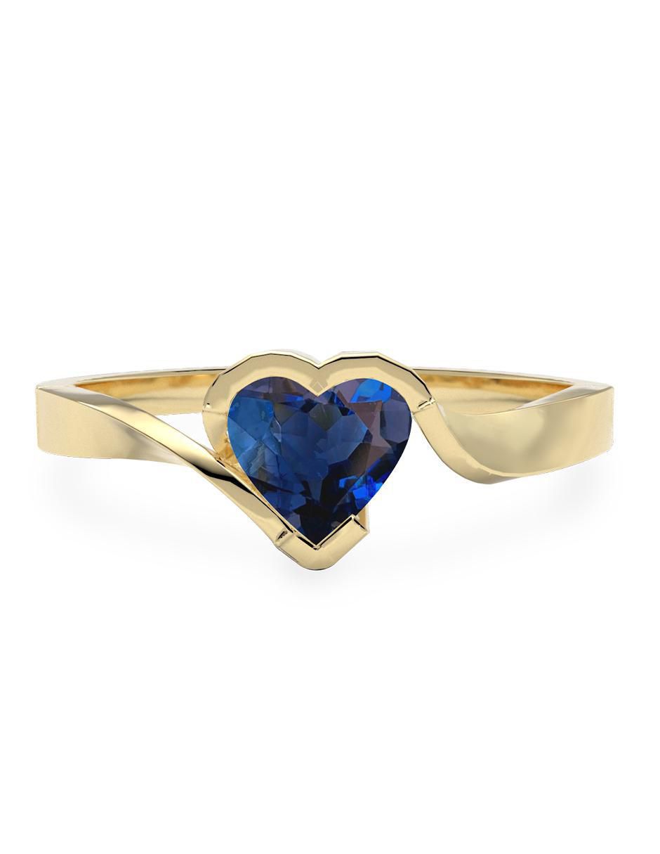Anillo de compromiso de oro 14 k zafiro
