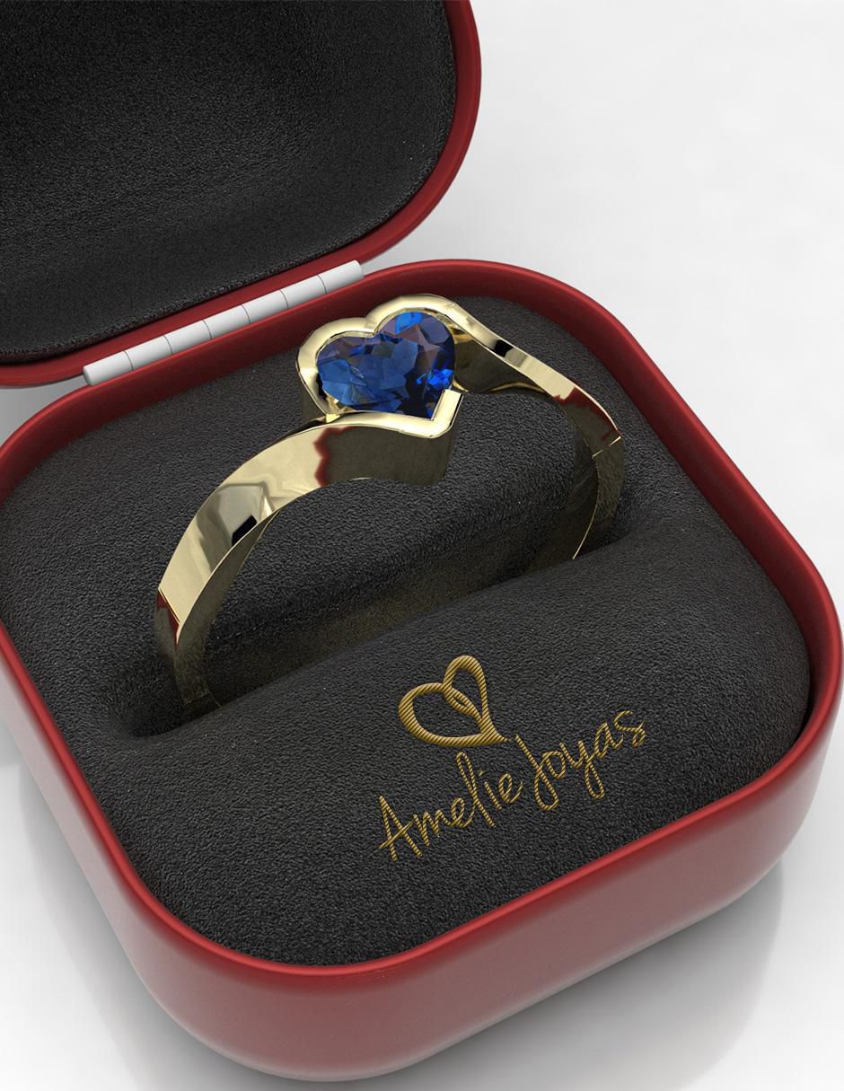 Anillo de compromiso "de" oro 14 k amelie joyas zafiro