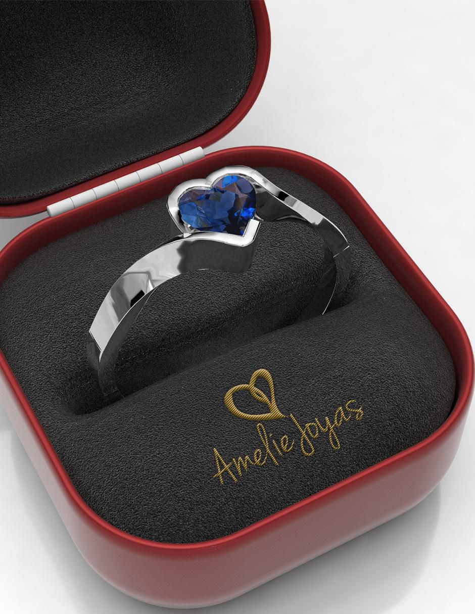 Anillo de compromiso de oro 14 k zafiro 4