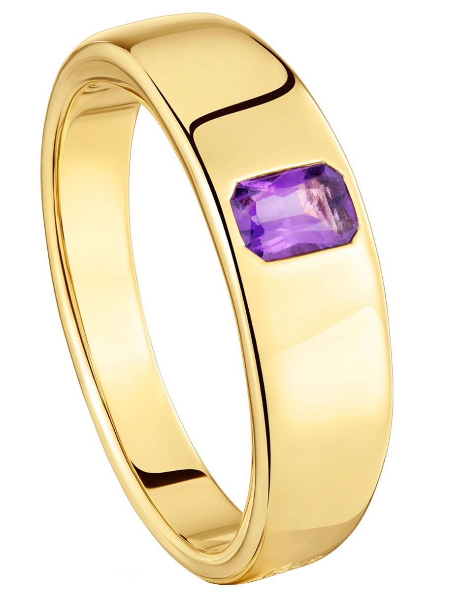 Anillo Basic Colors de plata P 925 amatista con acabado baño de oro 2