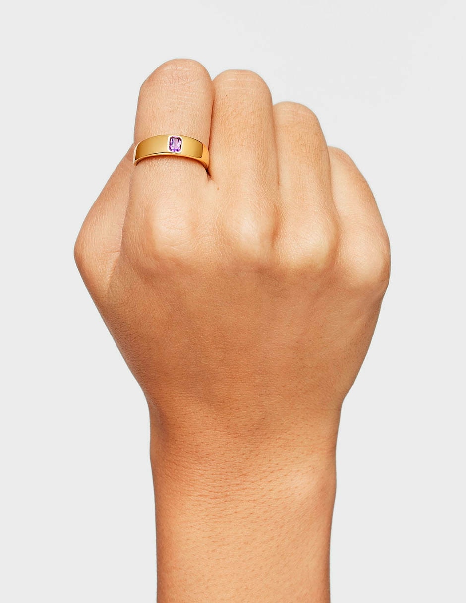 Anillo Basic Colors de plata P 925 amatista con acabado baño de oro 6