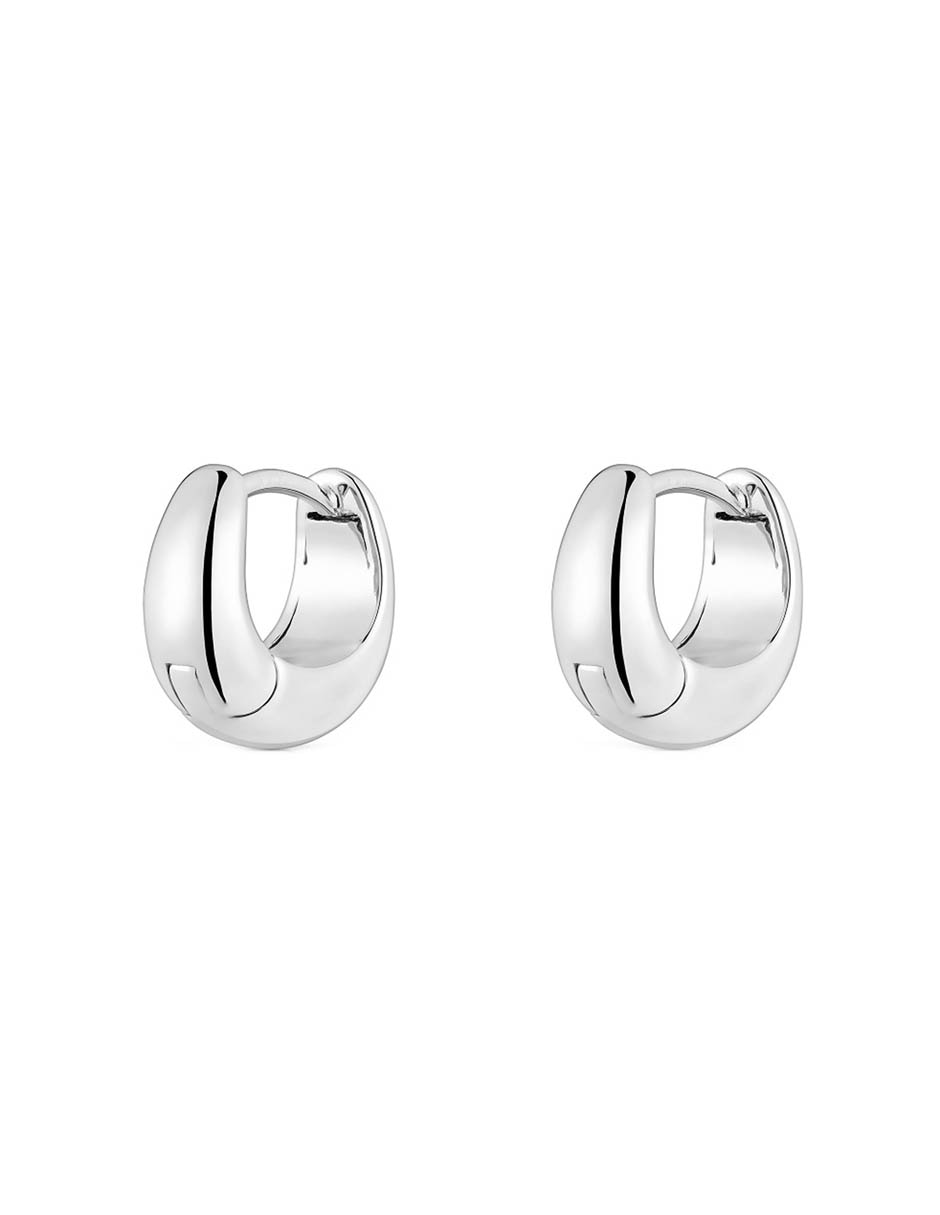 Aretes circulares Basic de plata P 925 con acabado espejo 3