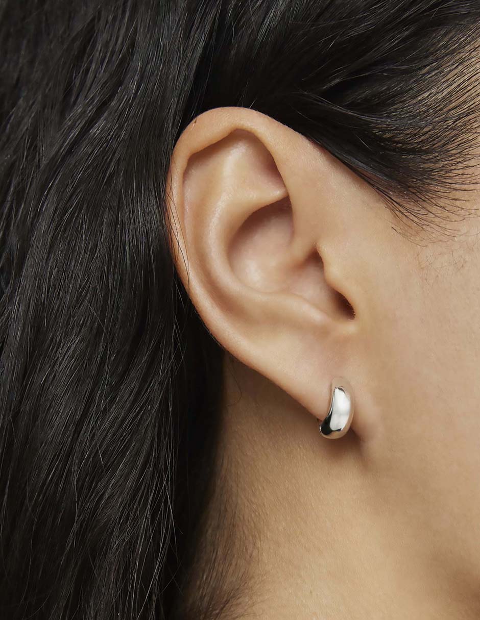 Aretes circulares Basic de plata P 925 con acabado espejo 6