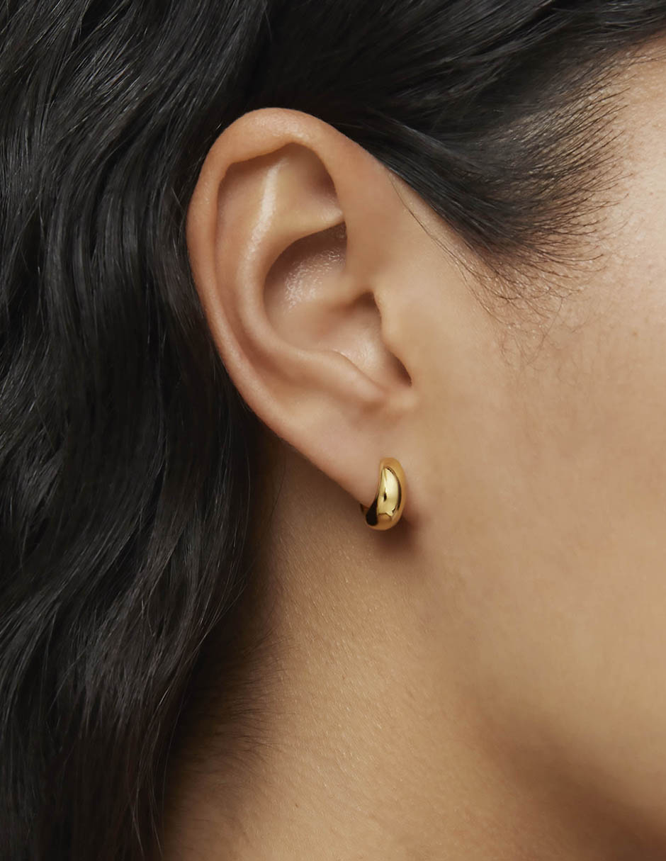 Aretes circulares Basic de plata P 925 con acabado baño de oro 6
