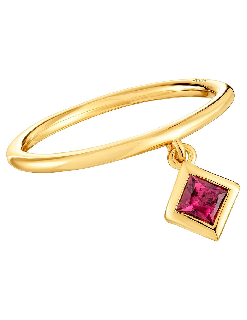 Anillo de rombo Basic Colors de plata P 925 rodolita con acabado baño de oro 1