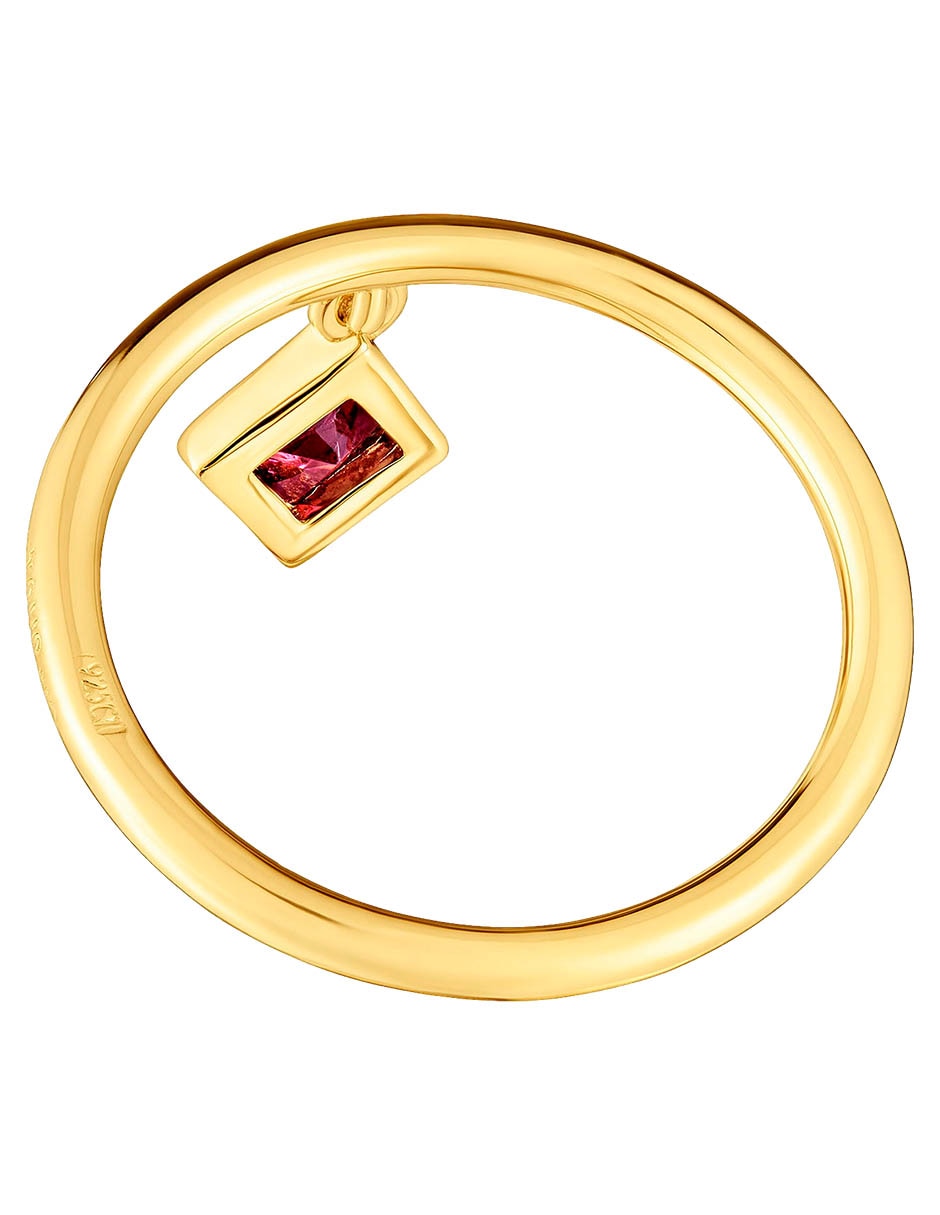 Anillo de rombo Basic Colors de plata P 925 rodolita con acabado baño de oro 3