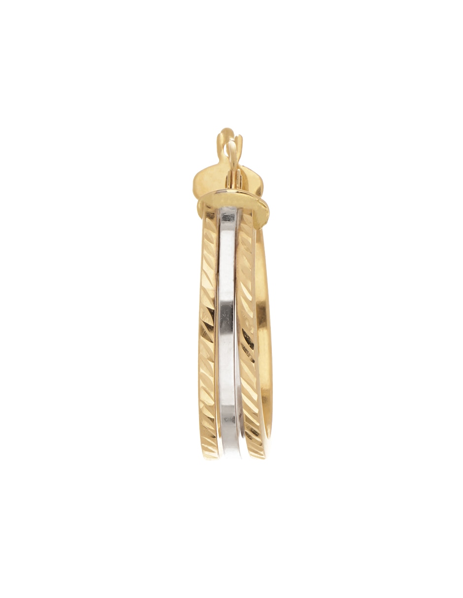 Arracadas de oro amarillo con acabado diamantado 2