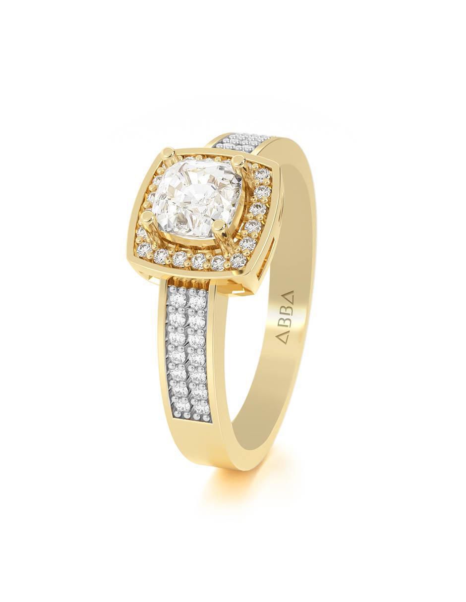 Anillo de compromiso de oro 14 K Abba Joyas zirconia