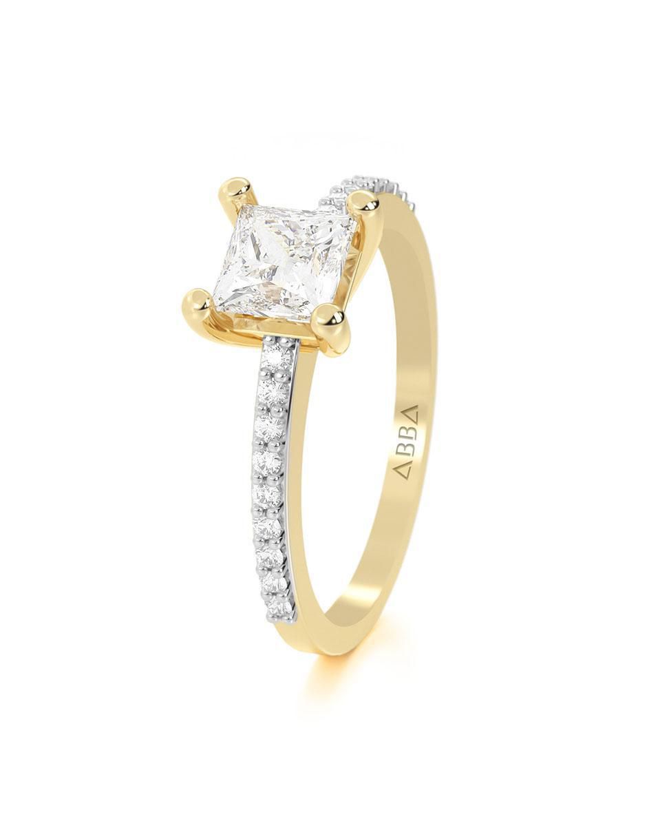 Anillo de compromiso "de" oro 10 k abba joyas sin familia zirconia