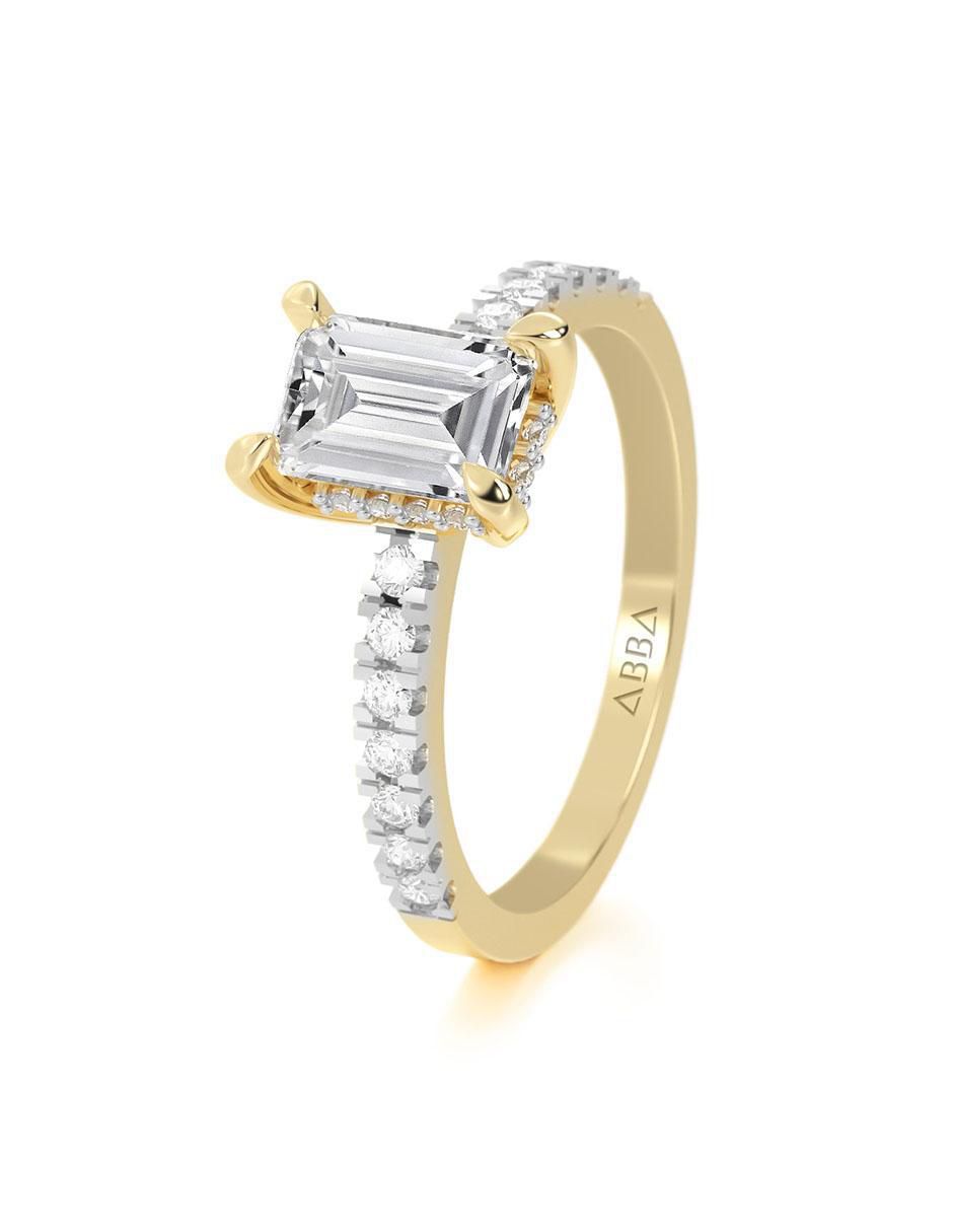 Anillo de compromiso "de" oro 10 k abba joyas sin familia zirconia