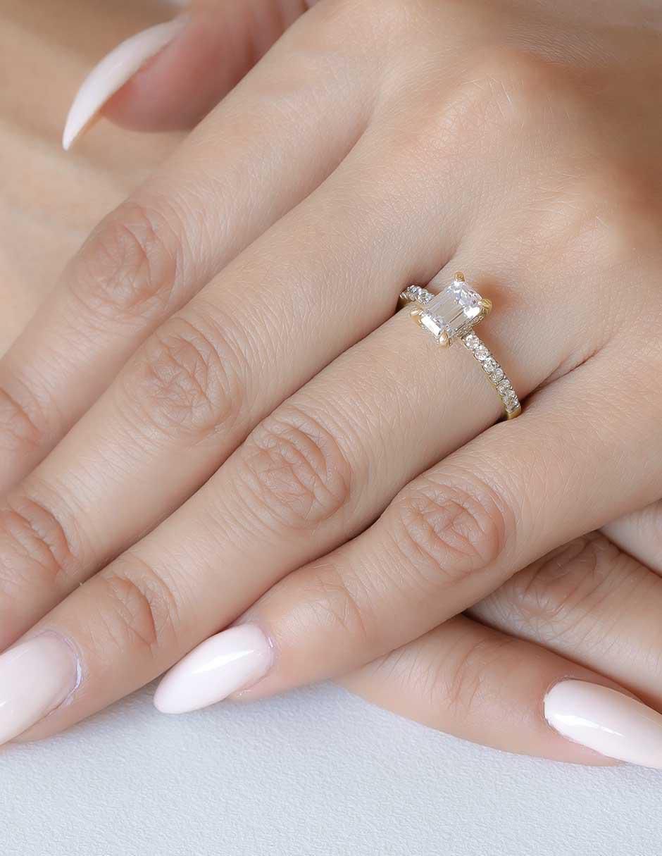 Anillo de compromiso "de" oro 10 k abba joyas sin familia zirconia