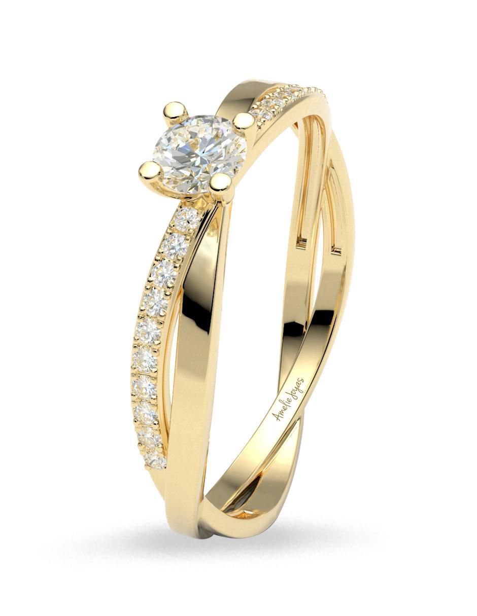 Anillo de compromiso "de" oro 14 k amelie joyas zirconia