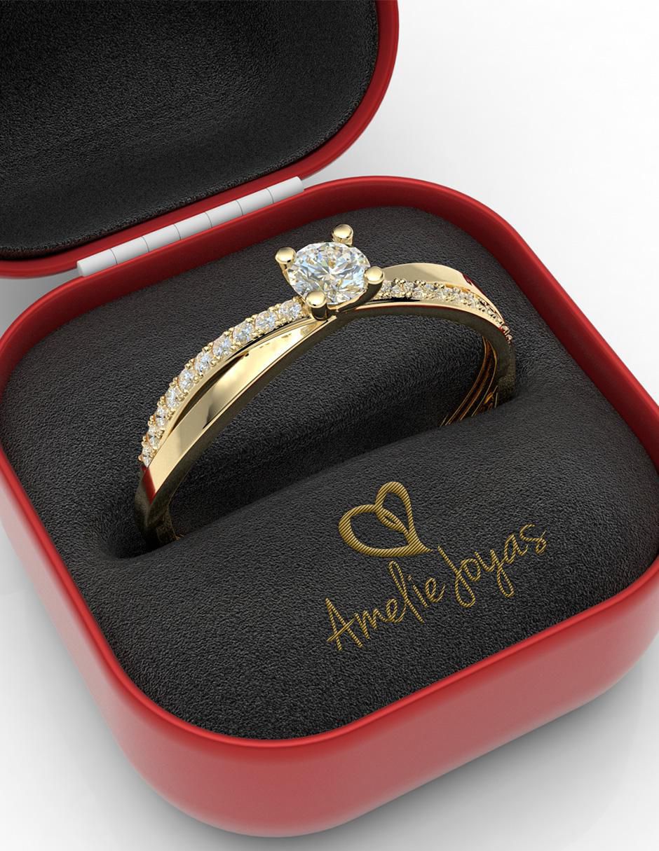Anillo de compromiso "de" oro 14 k amelie joyas zirconia