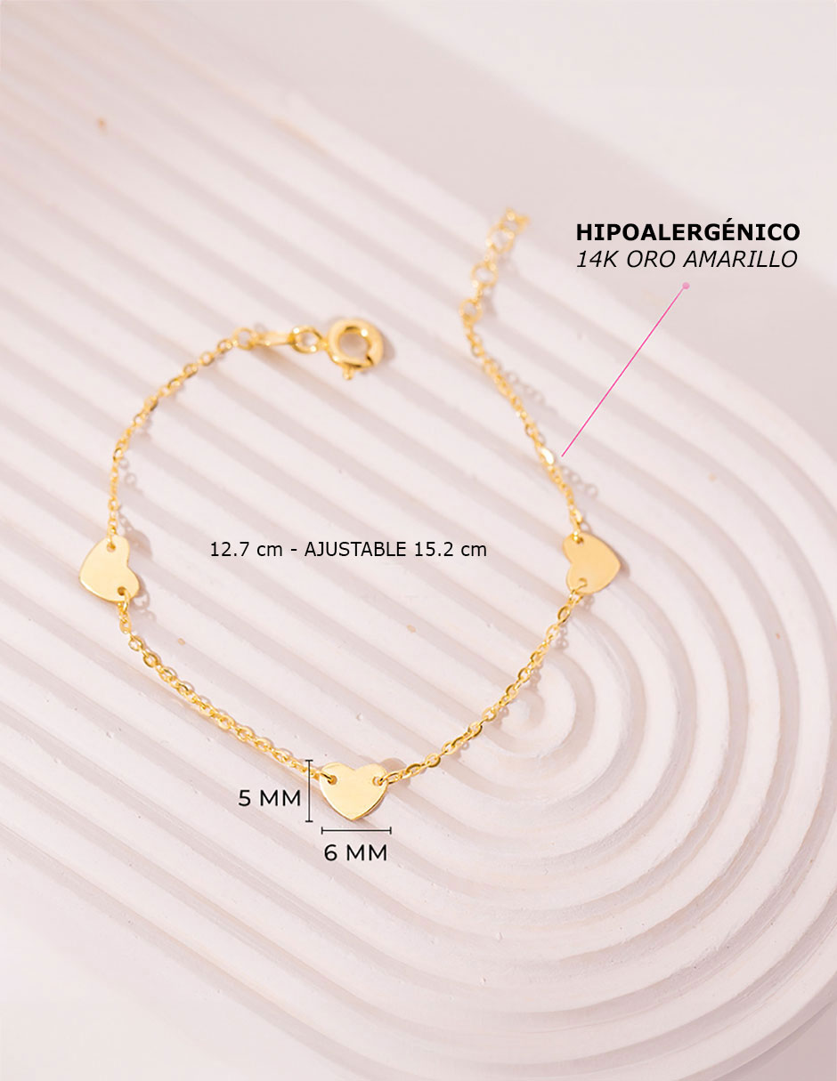 Pulsera de oro 14 K con acabado brillante 4