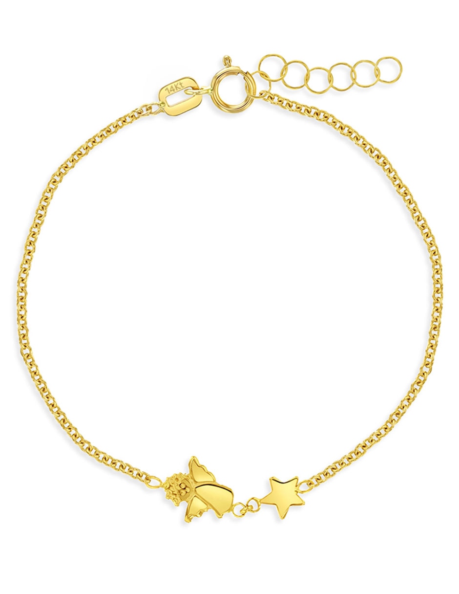 Pulsera de oro 14 K con acabado brillante