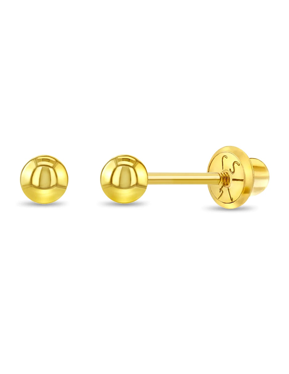 Broqueles redondos de oro amarillo con acabado brillante