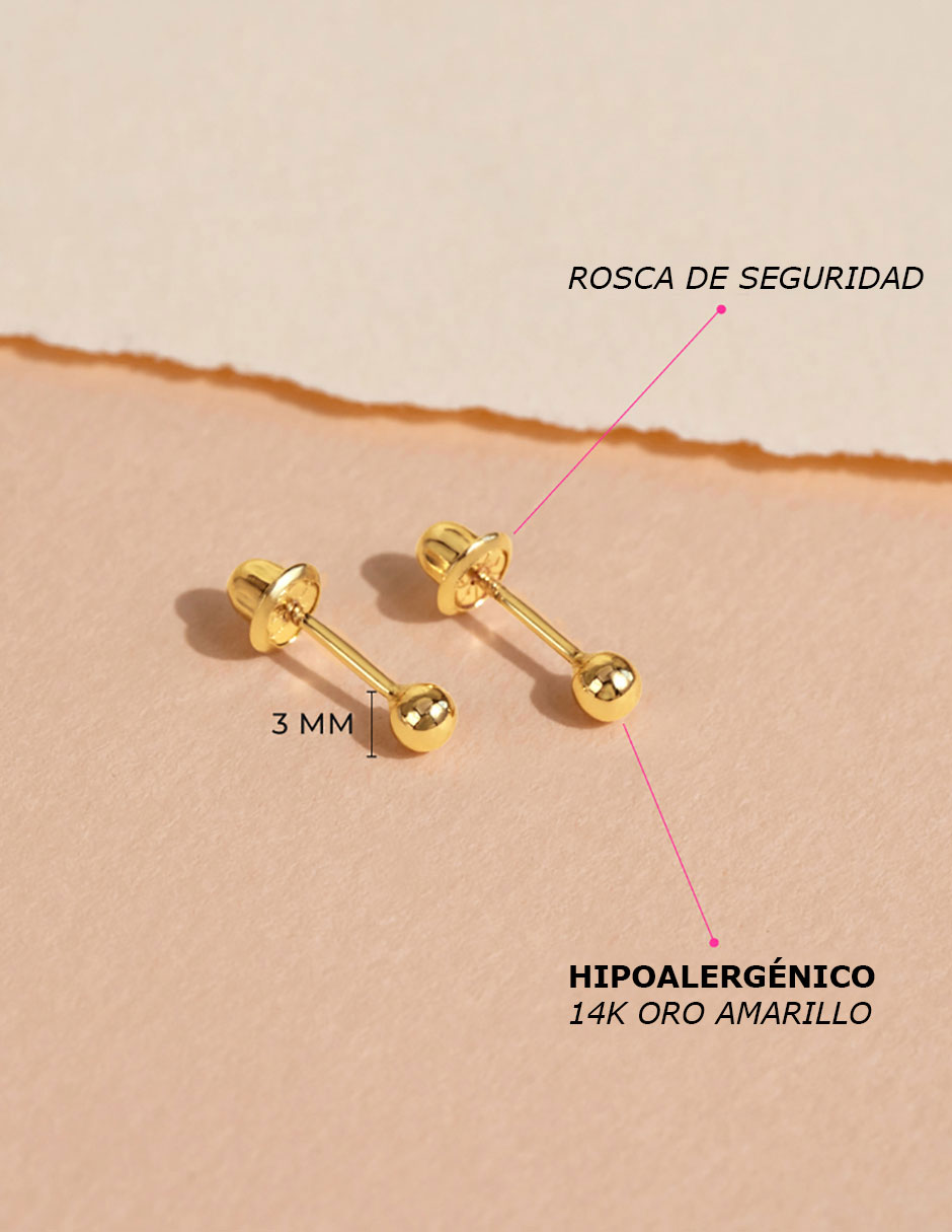 Broqueles redondos de oro amarillo con acabado brillante 4