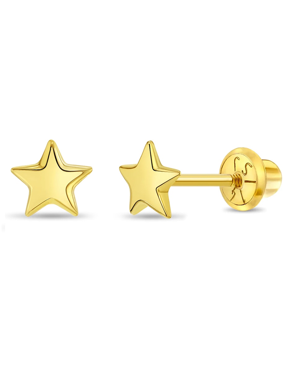 Broqueles de estrella de oro amarillo con acabado brillante