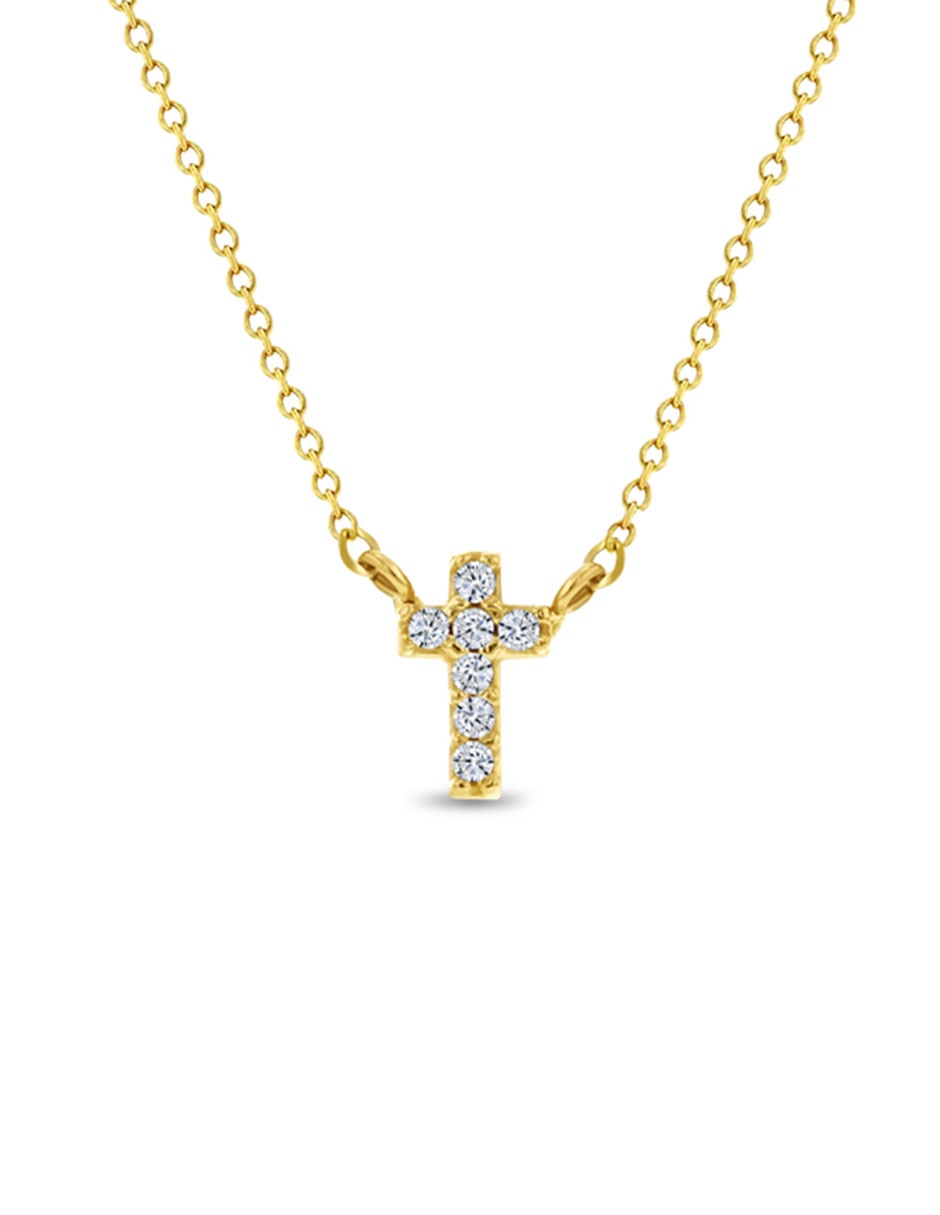 Collar de cruz de oro amarillo 14 K